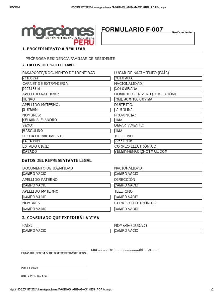 Prórroga Residencia Familiar | PDF