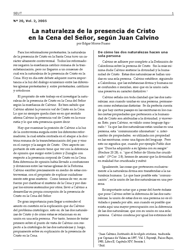 La Naturaleza de La Presencia de Cristo en La Cena Del Señor | PDF ...
