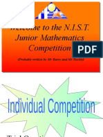 Welcome To The N.I.S.T. Junior Mathematics Competition: (Probably Written by MR Barry and MR Buckle)