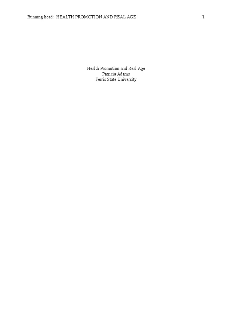 Health Promotion Through Real Age Insights | PDF | Physical Exercise ...