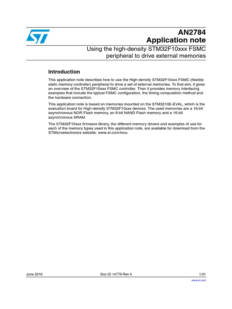 STM32F10xxx FSMC Controller Download Free PDF Flash Memory Error
