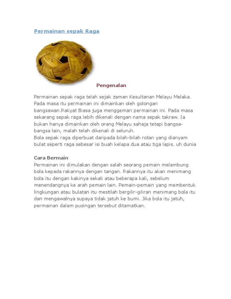 Pengenalan Sepak Raga | PDF