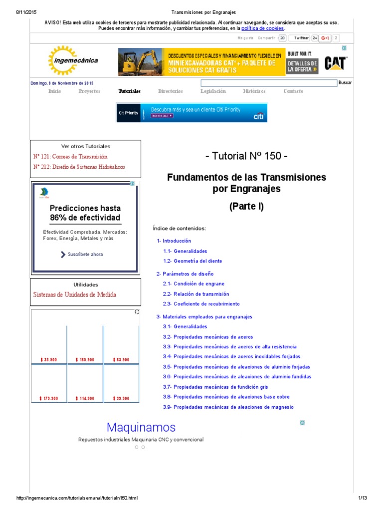 Transmisiones Por Engranajes PDF Engranaje Máquinas