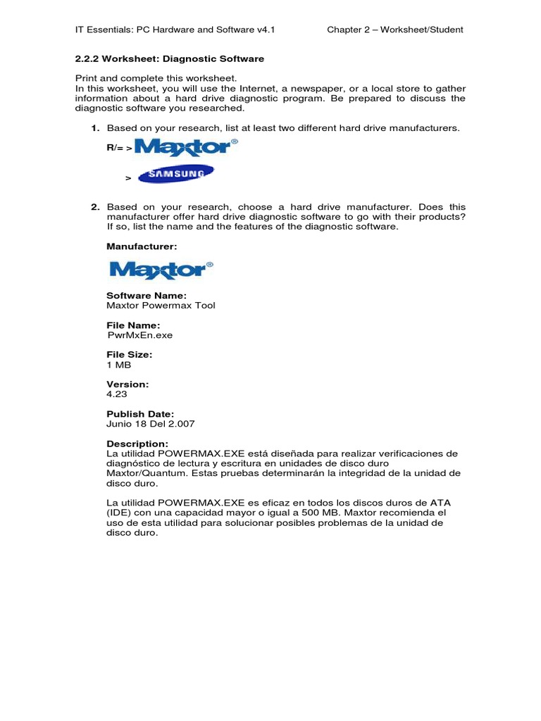 IT Essentials: PC Hardware and Software v4.1 Chapter 2 - Worksheet ...