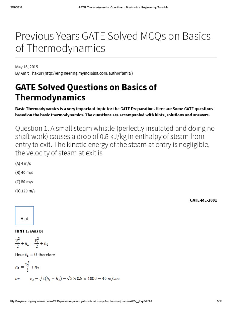 GATE MECHANICAL ENGINEERING THERMODYNAMICS NOTES PDF intelligence overview