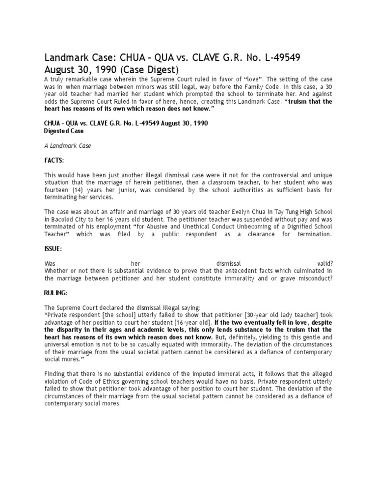 Chua Qua vs. Clave PDF Marriage Common Law