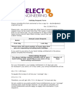 PAYE Holiday Request Form