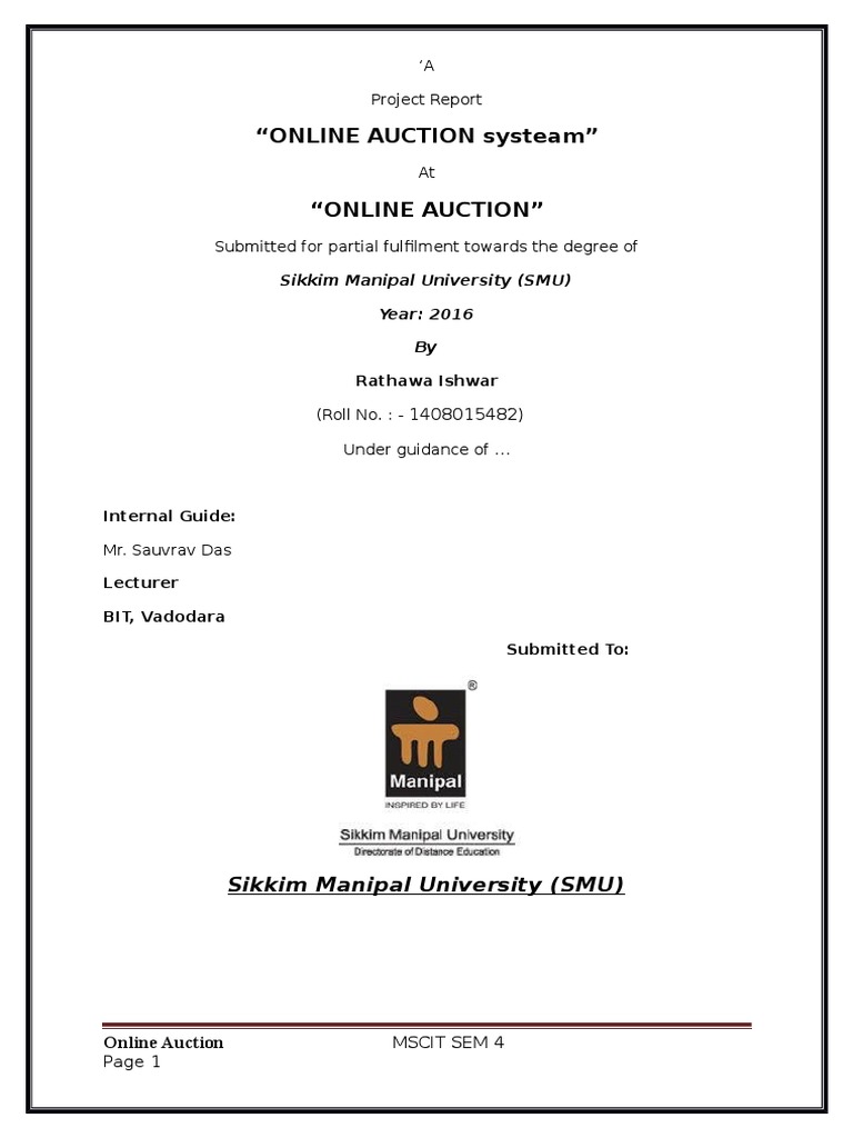 Online Auction System Project Report | PDF | Php | Software Development ...