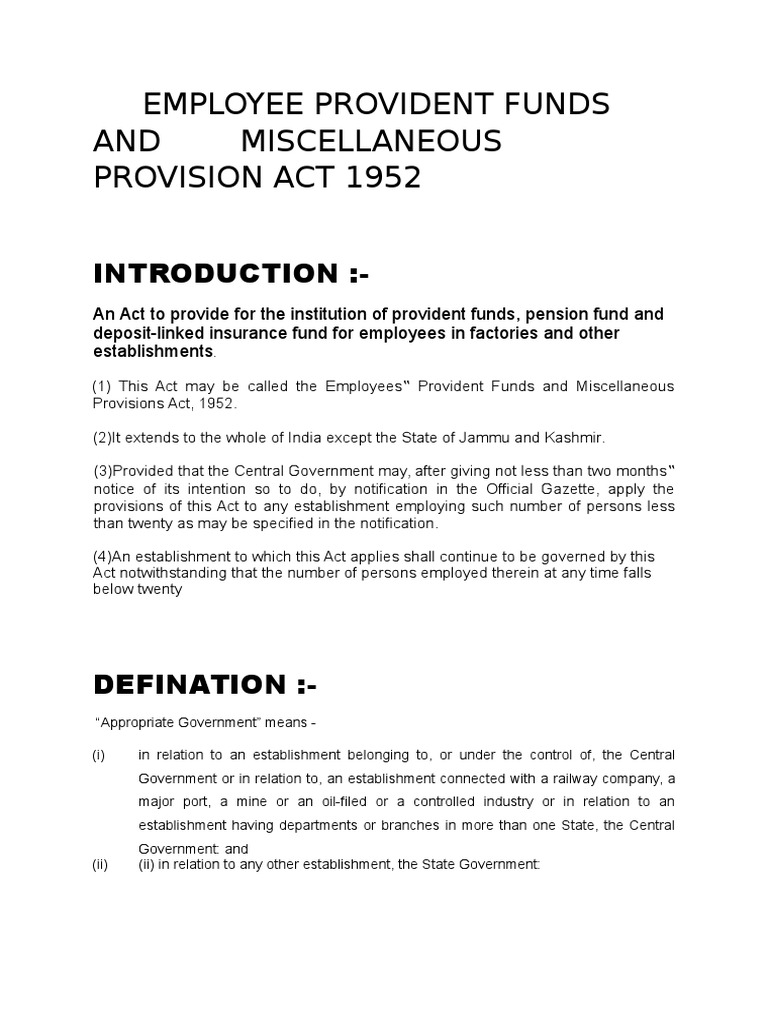EMPLOYEES PROVIDENT FUND AND MISCELLANEOUS PROVISIONS ACT 1952 NOTES PDF visual data 4