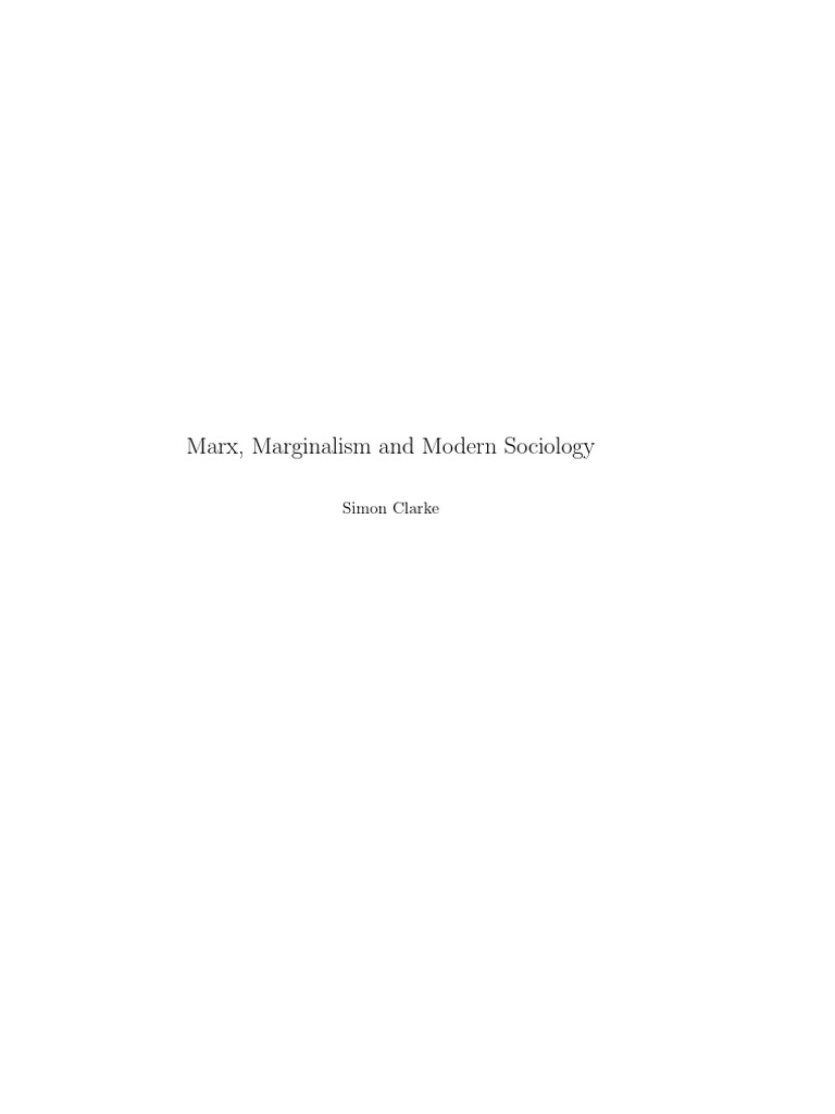 Marx, Marginalism, and Modern Sociology | PDF | Sociology | Karl Marx