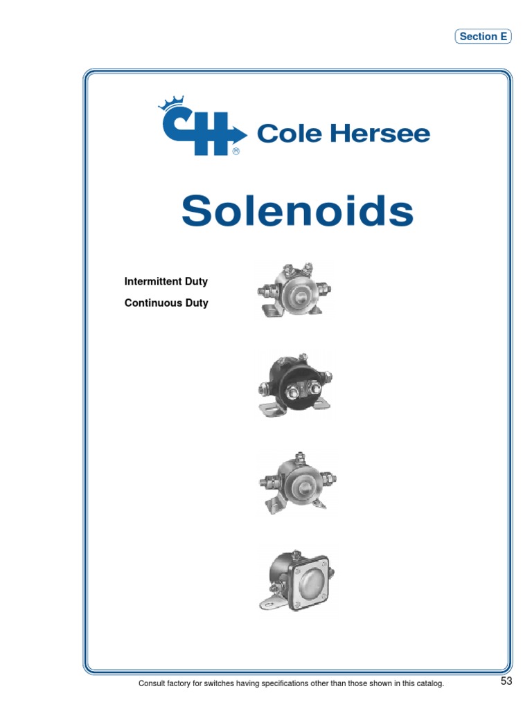 Cole Hersee Solenoids | PDF | Switch | Equipment