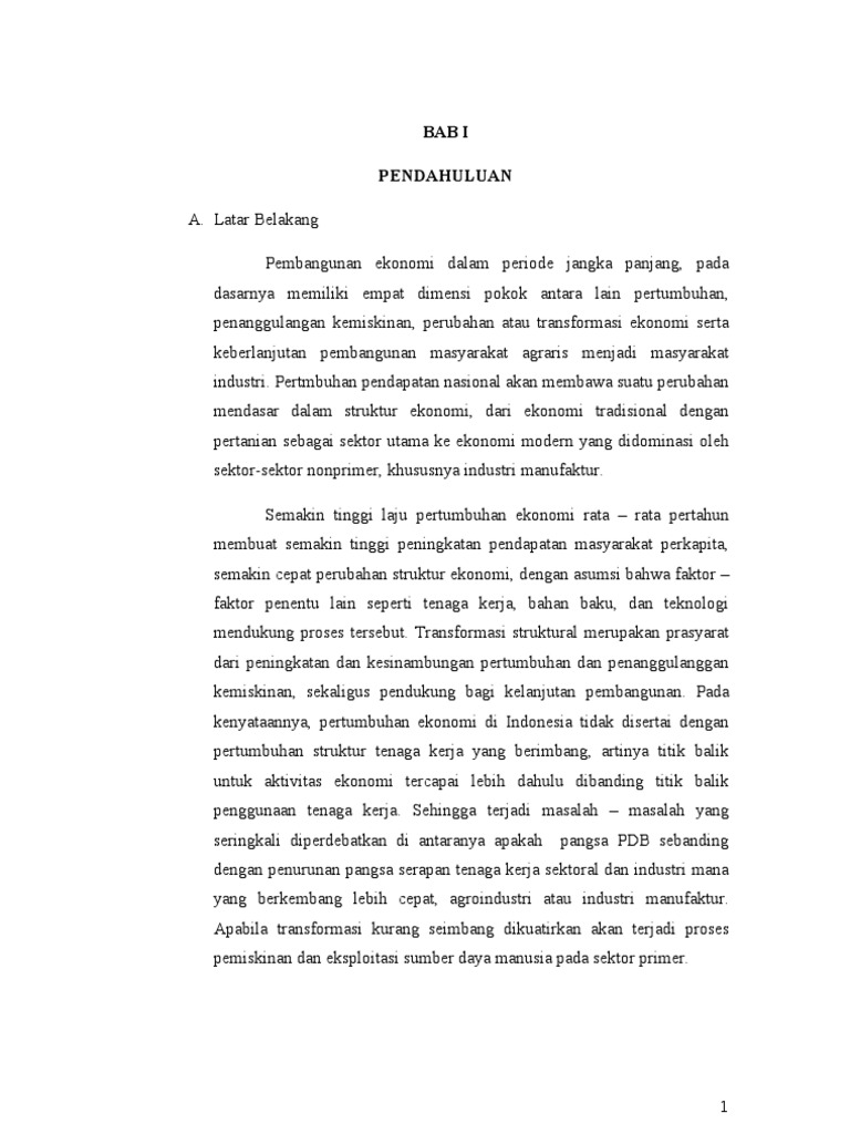 Tranformasi Struktural Perekonomian Indonesia