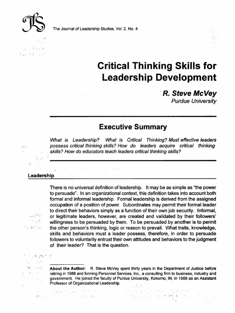 critical thinking in leadership pdf