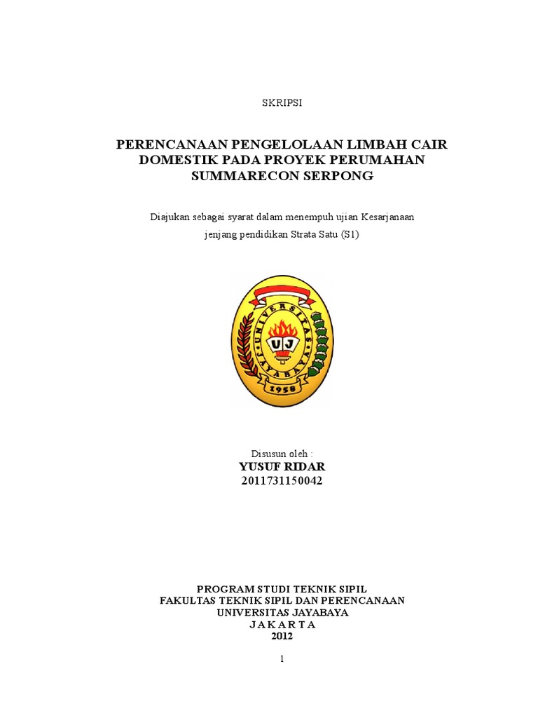 Contoh Tugas Akhir Pengolahan Air Limbah