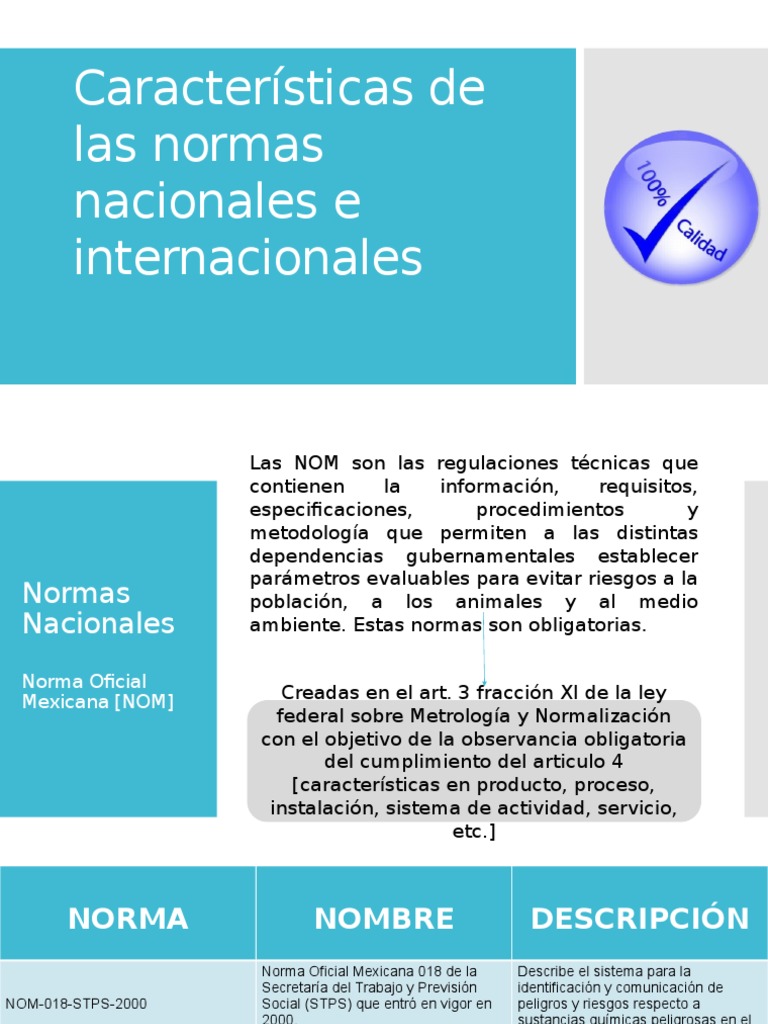 Características de Las Normas Nacionales e Internacionales Iso 9000 Organización