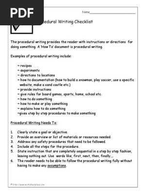 Procedural Writing Checklist