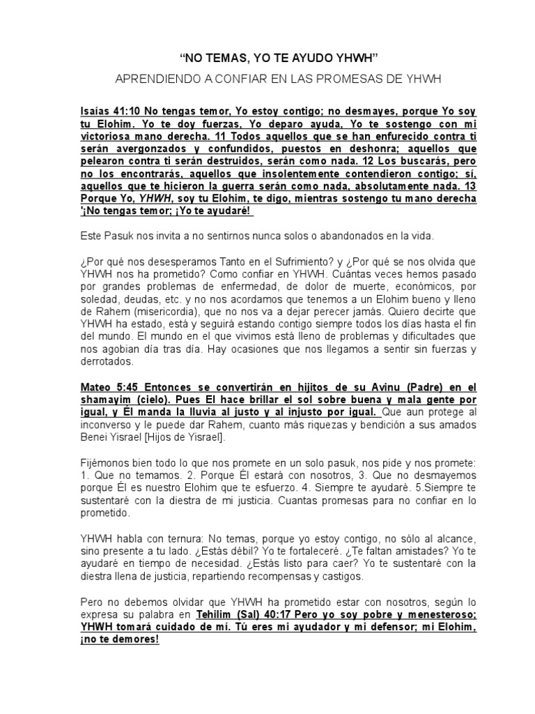 No Temas Yo Te Ayudo Yhwh Pdf