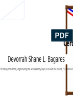Devorrah Shane L. Bagares: Certificate of Appreciation
