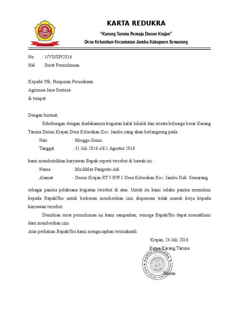 Surat Ijin Karang Taruna