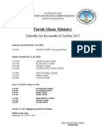 Parish Music Ministry: Schedule For The Month of October 2015