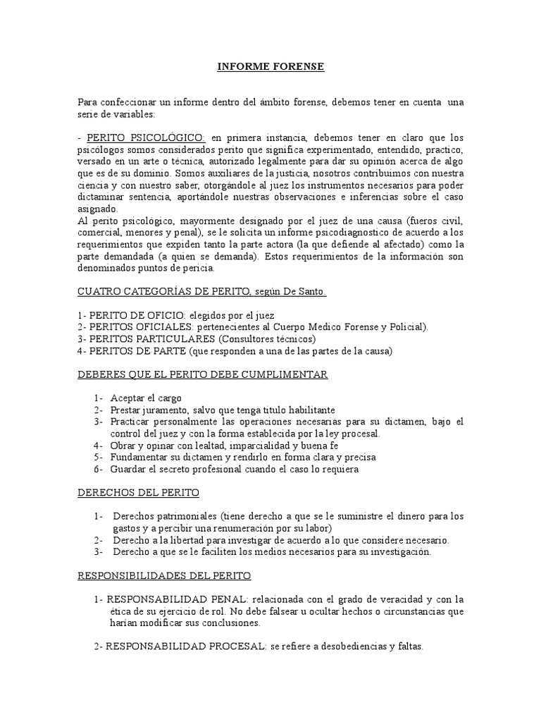 Informe Forense PDF Testigo experto Sicología