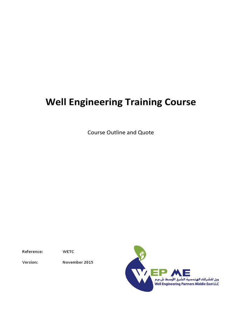 WEP ME Well Engineering Training Course Outline Muscat Nov 2015 | PDF ...