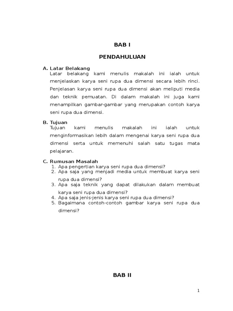 Makalah Karya Seni Rupa 2 Dimensi Dengan