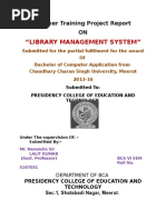 "Library Management System": Summer Training Project Report ON