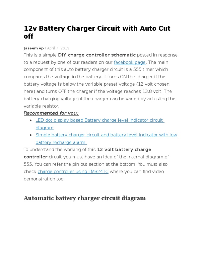 car battery charger cut off voltage