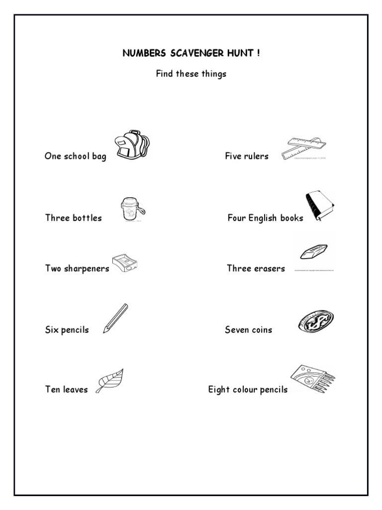 Find These Things: Numbers Scavenger Hunt ! | PDF | General Fiction