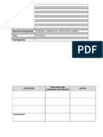 Focus Theme Topic Content Standards Learning Standards Learning Objectives Educational Emphases Time Teaching Aids