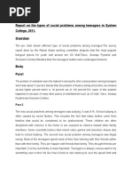 Title Report On The Types of Social Problems Among Teenagers in System College, 2011