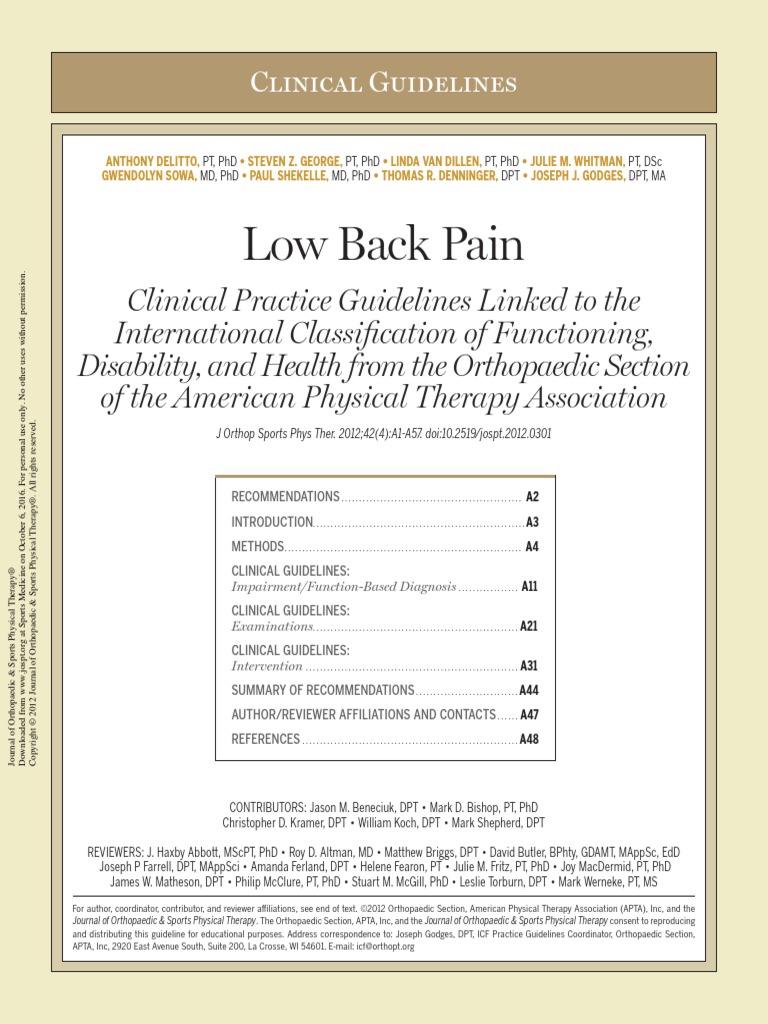 jospt lba | Back Pain | Low Back Pain