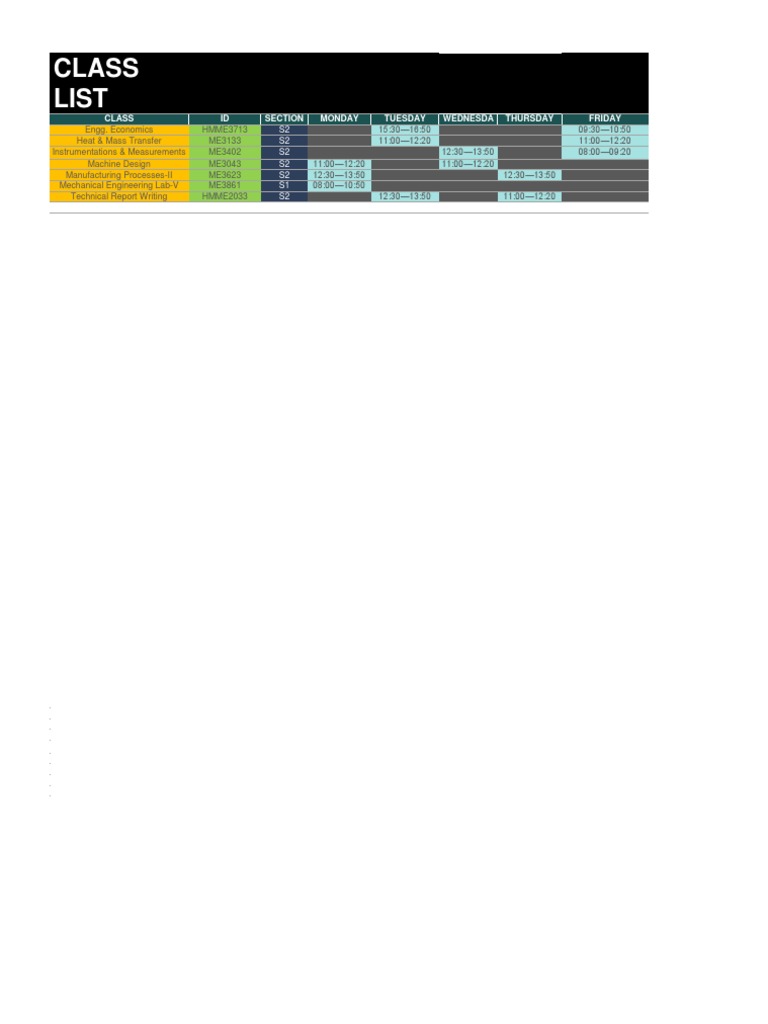 Time Table PDF | PDF | Computers | Technology & Engineering