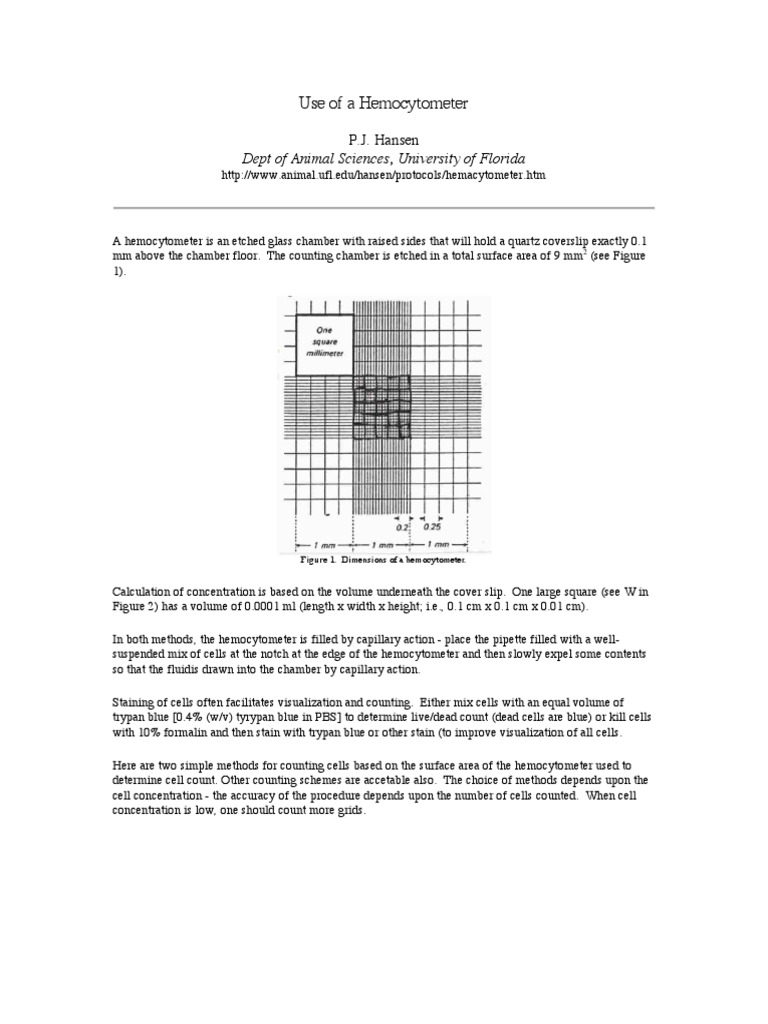 Hemocytometer Cell Counting Guide | PDF | Science & Mathematics