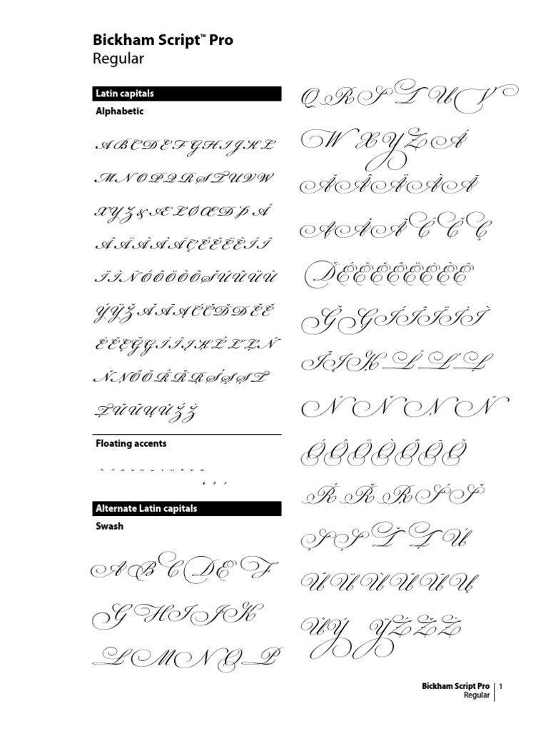 Regular: Bickham Script Pro | PDF | Fraction (Mathematics) | Graphic Design