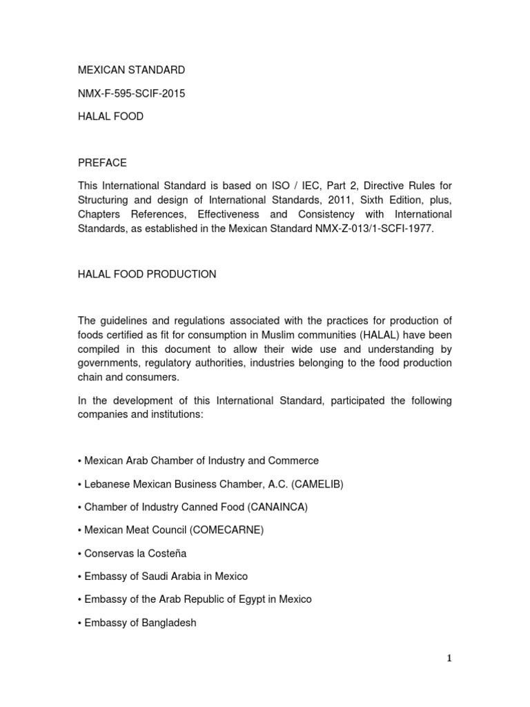 Mexican Halal Standard PDF Meat Foods