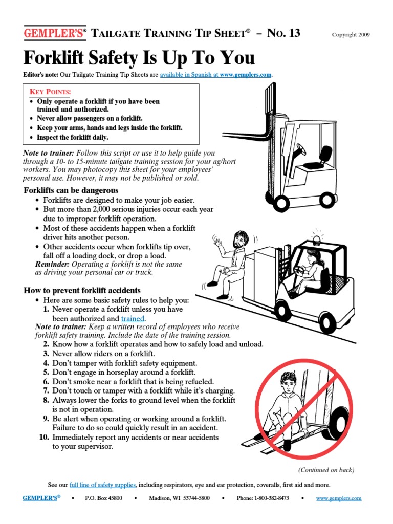 Forklift Safety Is Up To You PDF Forklift Traffic