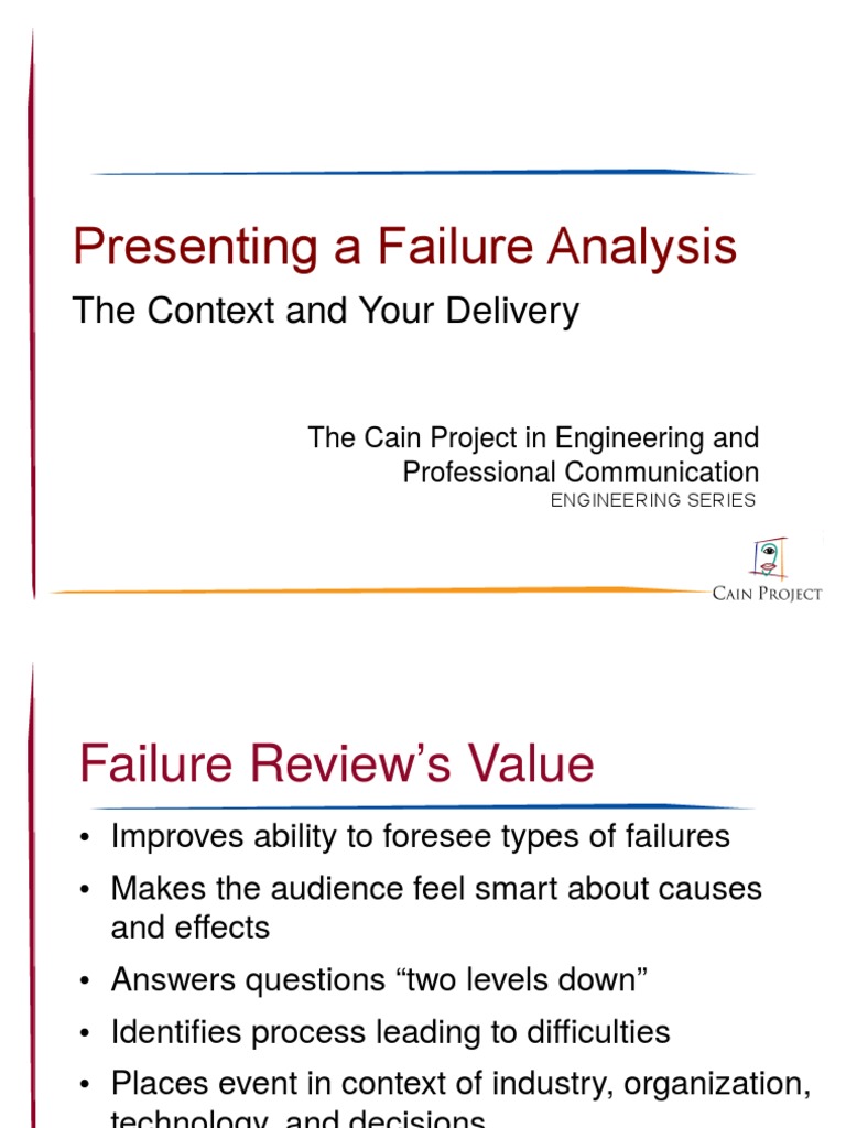 Presenting A Failure Analysis: The Context and Your Delivery | PDF ...