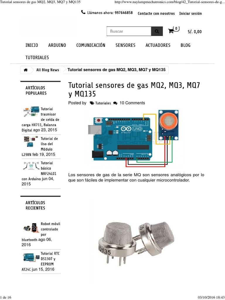 Tutorial Sensores de Gas MQ2, MQ3, MQ7 y MQ135 | Arduino | Sensor