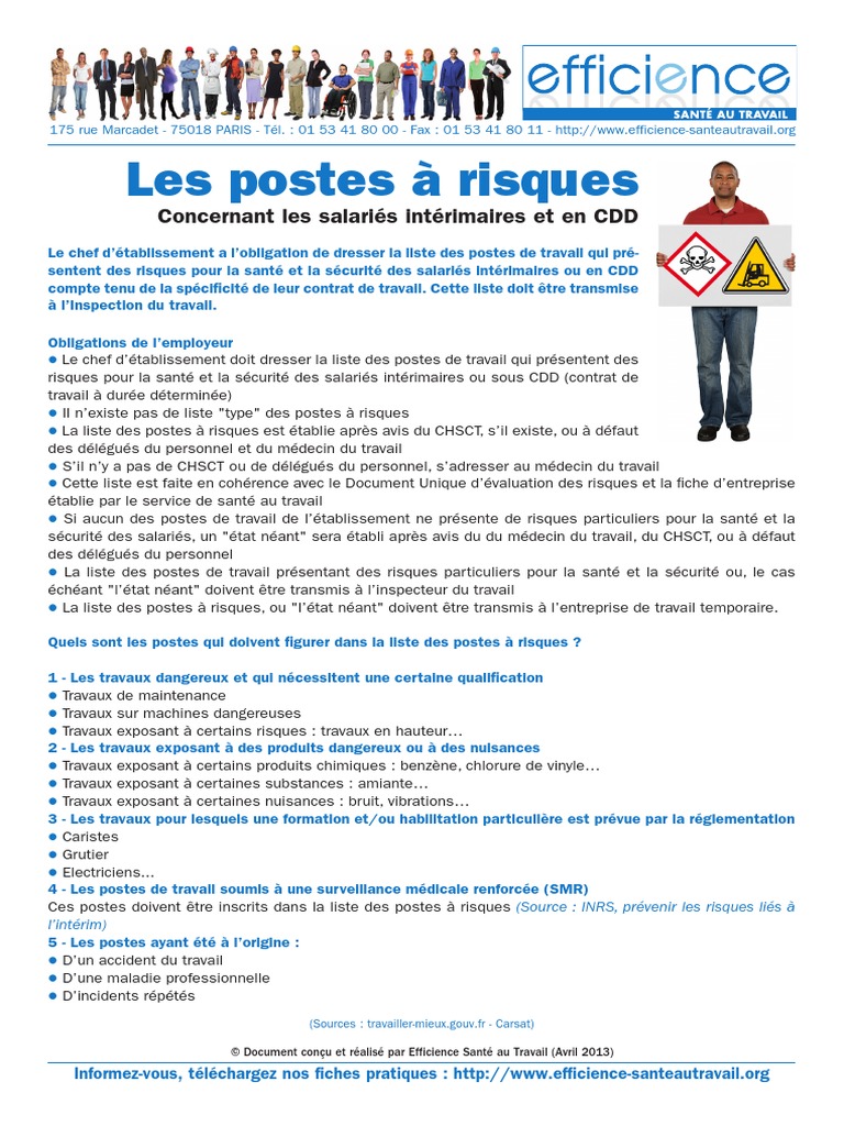 EST Interimaires Postes a Risques | Intérim (travail) | Conditions de ...