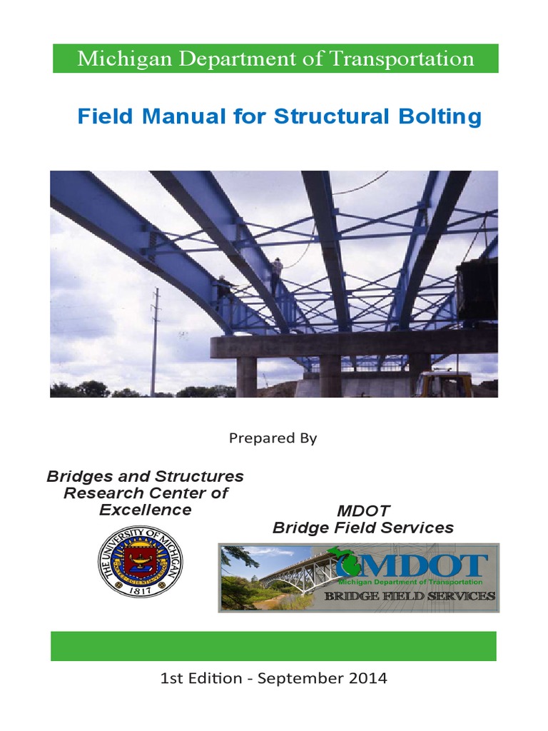 Field Manual For Structural Bolting 5 5x8 5pdf 468332 7 | PDF | Nut ...