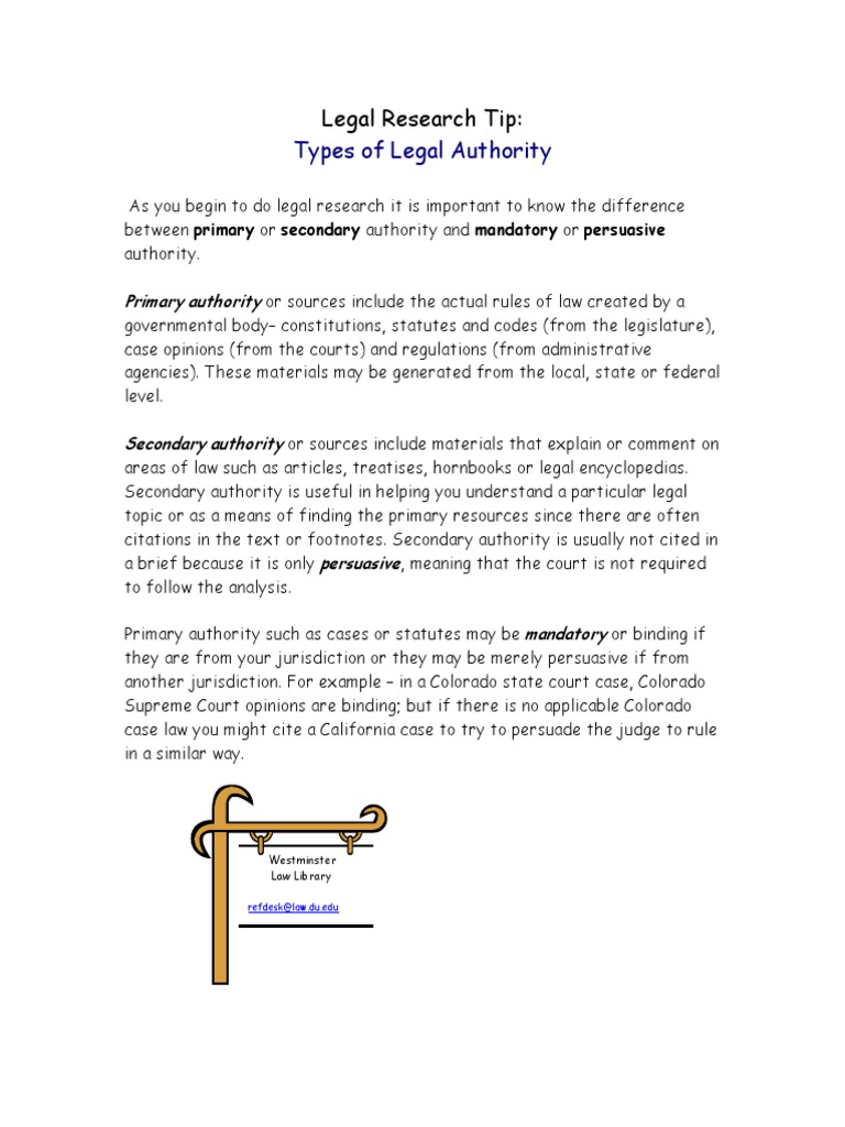 Types of Legal Authority PDF
