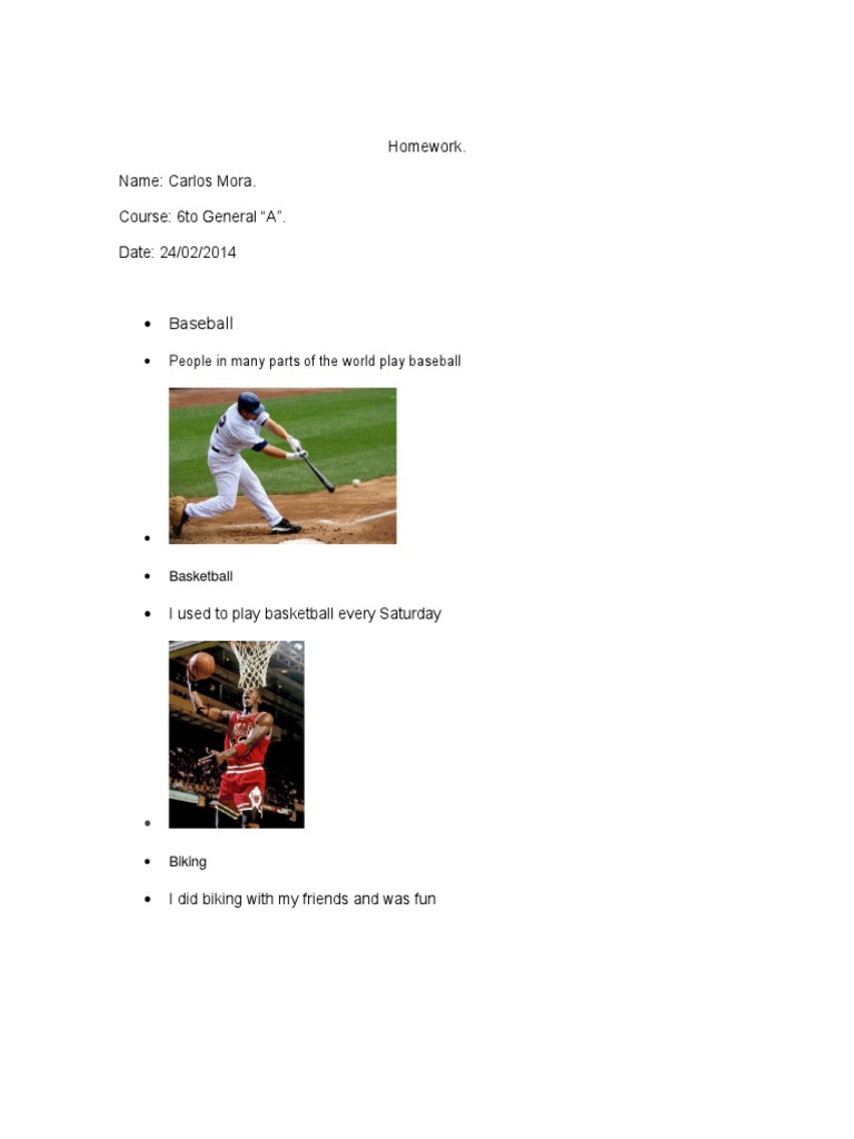 Homework. Name: Carlos Mora. Course: 6to General 