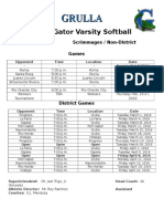 Grulla Varsity Softball Schedule