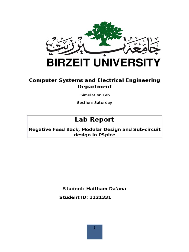 Lab Report: Computer Systems and Electrical Engineering Department | PDF
