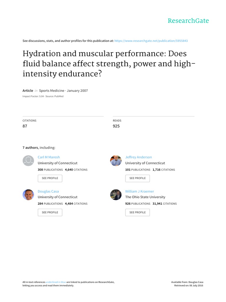 Hydration and Muscular Performance Does Fluid Balance Affect Strength
