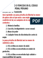 Feminicidio o Femicidio en El Código Penal Peruano