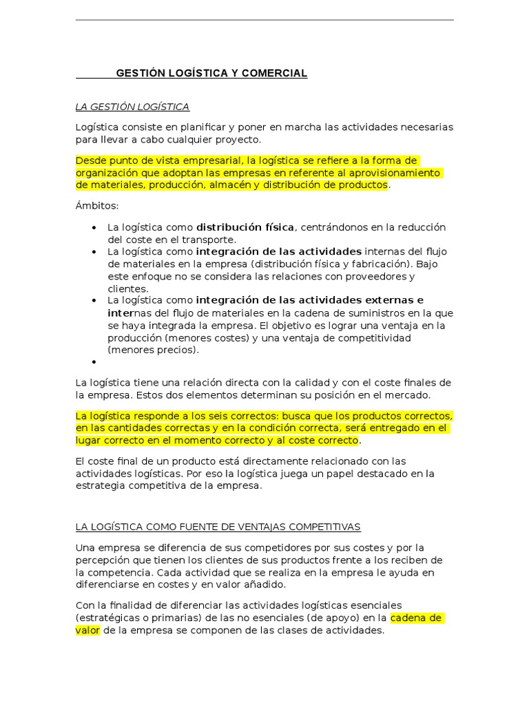 Gestión Logística y Comercial | PDF | Logística | Distribución (comercial)
