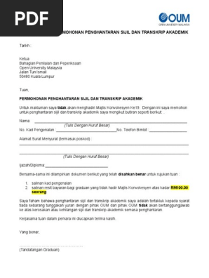 Penghantaran Skrol Dan Transkrip Akademik Pdf